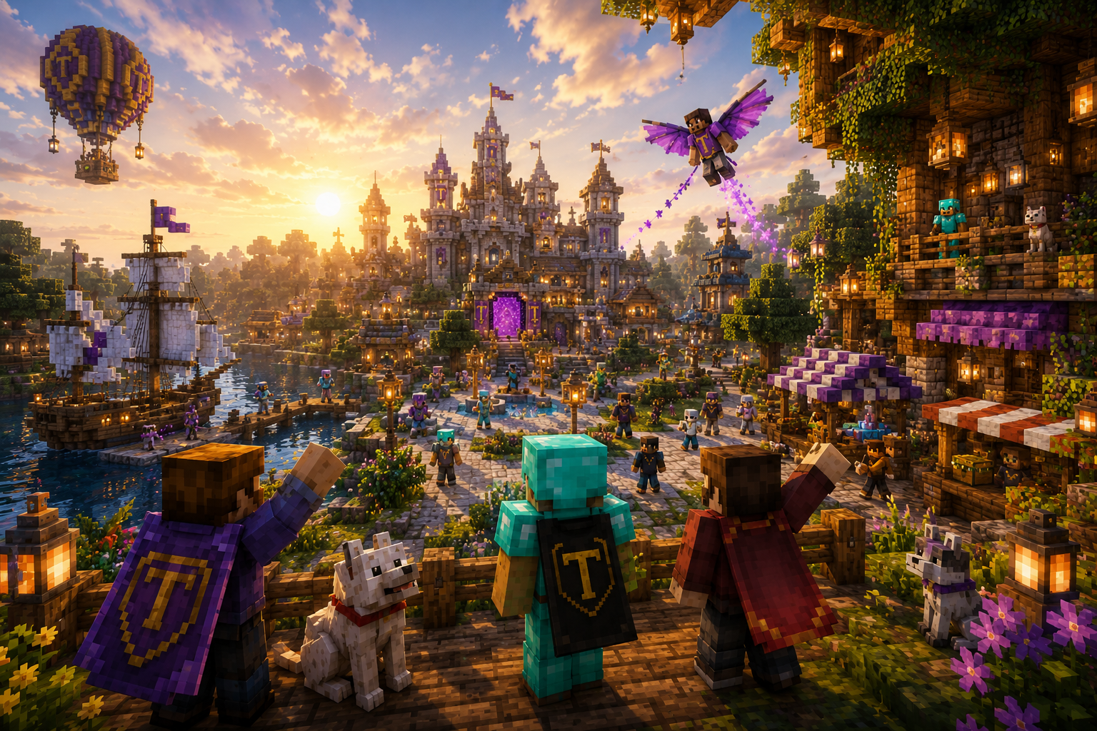 Minecraft town scene